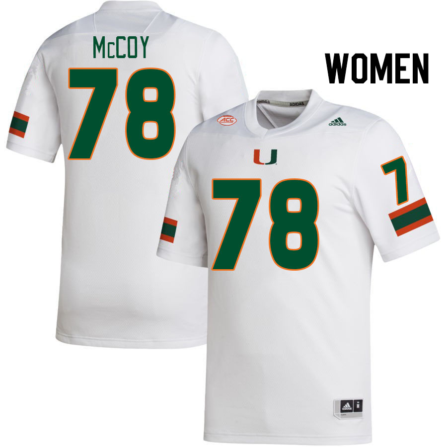 Women #78 Matthew McCoy Miami Hurricanes College Football Jerseys Stitched-White